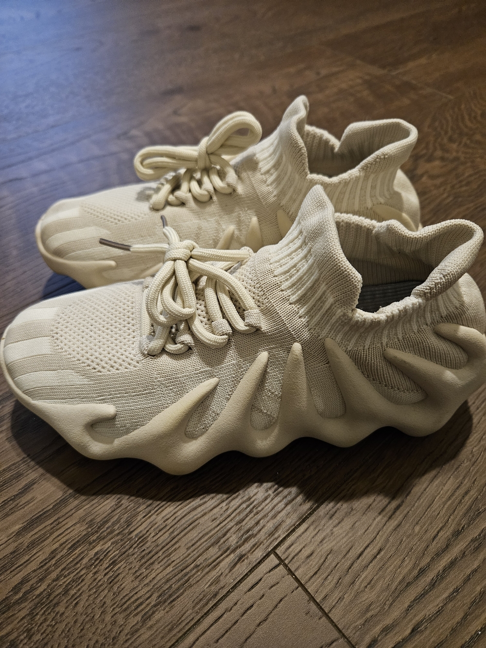 Source Unknown Cream Knit Sock Sneakers with Sculpted Sole